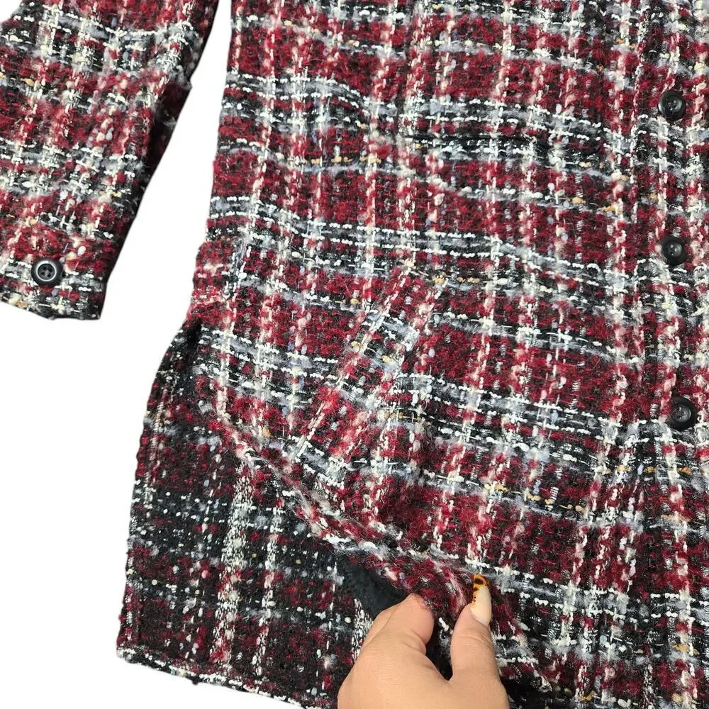 Faith Connexion Red Wool Tweed‎ Shirt Jacket Size: S